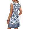 image:imageWIHOLL Dresses for Women 2026 Summer Casual Babydoll Crewneck Short Dress Spring Sleeveless Sundress with PocketsBlue White Ethnic