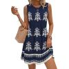 image:imageWIHOLL Dresses for Women 2026 Summer Casual Babydoll Crewneck Short Dress Spring Sleeveless Sundress with PocketsBoho Navy