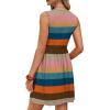 image:imageWIHOLL Dresses for Women 2026 Summer Casual Babydoll Crewneck Short Dress Spring Sleeveless Sundress with PocketsColorful Stripe