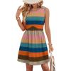 image:imageWIHOLL Dresses for Women 2026 Summer Casual Babydoll Crewneck Short Dress Spring Sleeveless Sundress with PocketsColorful Stripe