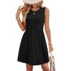 image:imageWIHOLL Dresses for Women 2026 Summer Casual Babydoll Crewneck Short Dress Spring Sleeveless Sundress with PocketsEyelet Black