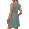 image:imageWIHOLL Dresses for Women 2026 Summer Casual Babydoll Crewneck Short Dress Spring Sleeveless Sundress with PocketsEyelet Green