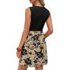 image:imageWIHOLL Dresses for Women 2026 Summer Casual Babydoll Crewneck Short Dress Spring Sleeveless Sundress with PocketsFloral Black Flowers