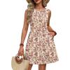 image:imageWIHOLL Dresses for Women 2026 Summer Casual Babydoll Crewneck Short Dress Spring Sleeveless Sundress with PocketsFloral Pink