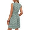 image:imageWIHOLL Dresses for Women 2026 Summer Casual Babydoll Crewneck Short Dress Spring Sleeveless Sundress with PocketsGreen White