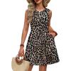 image:imageWIHOLL Dresses for Women 2026 Summer Casual Babydoll Crewneck Short Dress Spring Sleeveless Sundress with PocketsLeopard Print