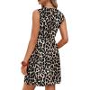 image:imageWIHOLL Dresses for Women 2026 Summer Casual Babydoll Crewneck Short Dress Spring Sleeveless Sundress with PocketsLeopard Print