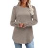 image:imageWIHOLL Long Sleeve Shirts for Women Buttons Cuff Tunic Tops Casual Fall Lightweight Sweaters Fashion 2025Alight Coffee