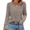 image:imageWIHOLL Long Sleeve Shirts for Women Buttons Cuff Tunic Tops Casual Fall Lightweight Sweaters Fashion 2025Alight Coffee