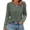 image:imageWIHOLL Long Sleeve Shirts for Women Buttons Cuff Tunic Tops Casual Fall Lightweight Sweaters Fashion 2025Green