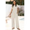 image:imageWIHOLL Two Piece Sets for Women Summer Spring Outfits Travel Cruise Resort Wear 2026 Beach Vacation Wide Leg Pants SetBeige