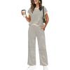 image:imageWIHOLL Two Piece Sets for Women Summer Spring Outfits Travel Cruise Resort Wear 2026 Beach Vacation Wide Leg Pants SetBeige Black Stripe