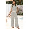 image:imageWIHOLL Two Piece Sets for Women Summer Spring Outfits Travel Cruise Resort Wear 2026 Beach Vacation Wide Leg Pants SetBeige Black Stripe