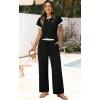image:imageWIHOLL Two Piece Sets for Women Summer Spring Outfits Travel Cruise Resort Wear 2026 Beach Vacation Wide Leg Pants SetBlack