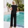 image:imageWIHOLL Two Piece Sets for Women Summer Spring Outfits Travel Cruise Resort Wear 2026 Beach Vacation Wide Leg Pants SetBlack