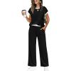 image:imageWIHOLL Two Piece Sets for Women Summer Spring Outfits Travel Cruise Resort Wear 2026 Beach Vacation Wide Leg Pants SetBlack