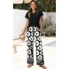 image:imageWIHOLL Two Piece Sets for Women Summer Spring Outfits Travel Cruise Resort Wear 2026 Beach Vacation Wide Leg Pants SetBlack Flower