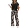 image:imageWIHOLL Two Piece Sets for Women Summer Spring Outfits Travel Cruise Resort Wear 2026 Beach Vacation Wide Leg Pants SetBlack Leopard Print