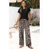 image:imageWIHOLL Two Piece Sets for Women Summer Spring Outfits Travel Cruise Resort Wear 2026 Beach Vacation Wide Leg Pants SetBlack Leopard Print