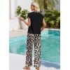 image:imageWIHOLL Two Piece Sets for Women Summer Spring Outfits Travel Cruise Resort Wear 2026 Beach Vacation Wide Leg Pants SetBlack Leopard Print