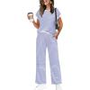 image:imageWIHOLL Two Piece Sets for Women Summer Spring Outfits Travel Cruise Resort Wear 2026 Beach Vacation Wide Leg Pants SetBlue Stripe