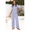image:imageWIHOLL Two Piece Sets for Women Summer Spring Outfits Travel Cruise Resort Wear 2026 Beach Vacation Wide Leg Pants SetBlue Stripe