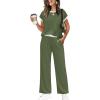 image:imageWIHOLL Two Piece Sets for Women Summer Spring Outfits Travel Cruise Resort Wear 2026 Beach Vacation Wide Leg Pants SetGreen