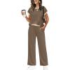 image:imageWIHOLL Two Piece Sets for Women Summer Spring Outfits Travel Cruise Resort Wear 2026 Beach Vacation Wide Leg Pants SetKhaki