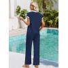 image:imageWIHOLL Two Piece Sets for Women Summer Spring Outfits Travel Cruise Resort Wear 2026 Beach Vacation Wide Leg Pants SetNavy Blue