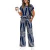 image:imageWIHOLL Two Piece Sets for Women Summer Spring Outfits Travel Cruise Resort Wear 2026 Beach Vacation Wide Leg Pants SetNavy Print