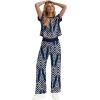 image:imageWIHOLL Two Piece Sets for Women Summer Spring Outfits Travel Cruise Resort Wear 2026 Beach Vacation Wide Leg Pants SetNavy Print