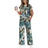 image:imageWIHOLL Two Piece Sets for Women Summer Spring Outfits Travel Cruise Resort Wear 2026 Beach Vacation Wide Leg Pants SetTropical Leaf Pattern