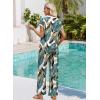image:imageWIHOLL Two Piece Sets for Women Summer Spring Outfits Travel Cruise Resort Wear 2026 Beach Vacation Wide Leg Pants SetTropical Leaf Pattern