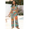 image:imageWIHOLL Two Piece Sets for Women Summer Spring Outfits Travel Cruise Resort Wear 2026 Beach Vacation Wide Leg Pants SetTropical Palm Leaf Print