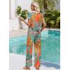 image:imageWIHOLL Two Piece Sets for Women Summer Spring Outfits Travel Cruise Resort Wear 2026 Beach Vacation Wide Leg Pants SetTropical Palm Leaf Print