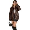 image:imageWIHOLL Womens Leather Jackets Faux Suede Oversized Fall Motorcycle Coats Fashion Winter Outfits Clothes Y2k TopsBrown
