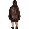 image:imageWIHOLL Womens Leather Jackets Faux Suede Oversized Fall Motorcycle Coats Fashion Winter Outfits Clothes Y2k TopsBrown