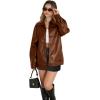 image:imageWIHOLL Womens Leather Jackets Faux Suede Oversized Fall Motorcycle Coats Fashion Winter Outfits Clothes Y2k TopsCaramel