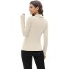 image:imageWIHOLL Womens Polo Shirts Long Sleeve Business Casual Tops Collared V Neck Ribbed Knit Sweater Slim Fit BlousesApricot