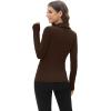 image:imageWIHOLL Womens Polo Shirts Long Sleeve Business Casual Tops Collared V Neck Ribbed Knit Sweater Slim Fit BlousesCoffee