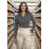 image:imageWIHOLL Womens Polo Shirts Long Sleeve Business Casual Tops Collared V Neck Ribbed Knit Sweater Slim Fit BlousesDark Gray