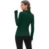 image:imageWIHOLL Womens Polo Shirts Long Sleeve Business Casual Tops Collared V Neck Ribbed Knit Sweater Slim Fit BlousesDark Green