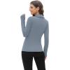image:imageWIHOLL Womens Polo Shirts Long Sleeve Business Casual Tops Collared V Neck Ribbed Knit Sweater Slim Fit BlousesDusty Blue