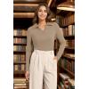 image:imageWIHOLL Womens Polo Shirts Long Sleeve Business Casual Tops Collared V Neck Ribbed Knit Sweater Slim Fit BlousesKhaki