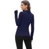 image:imageWIHOLL Womens Polo Shirts Long Sleeve Business Casual Tops Collared V Neck Ribbed Knit Sweater Slim Fit BlousesNavy Blue