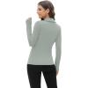 image:imageWIHOLL Womens Polo Shirts Long Sleeve Business Casual Tops Collared V Neck Ribbed Knit Sweater Slim Fit BlousesSage Green