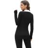 image:imageWIHOLL Womens Polo Shirts Long Sleeve Business Casual Tops Collared V Neck Ribbed Knit Sweater Slim Fit BlousesZblackwhite