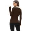 image:imageWIHOLL Womens Polo Shirts Long Sleeve Business Casual Tops Collared V Neck Ribbed Knit Sweater Slim Fit BlousesZchocolate Brownapricot