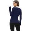 image:imageWIHOLL Womens Polo Shirts Long Sleeve Business Casual Tops Collared V Neck Ribbed Knit Sweater Slim Fit BlousesZnavy Bluewhite