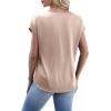 image:imageWIHOLL Womens Satin Summer Tops Cap Short Sleeve Blouses V Neck Shirts Business Casual Outfits Fashion Clothing 2026All Khaki
